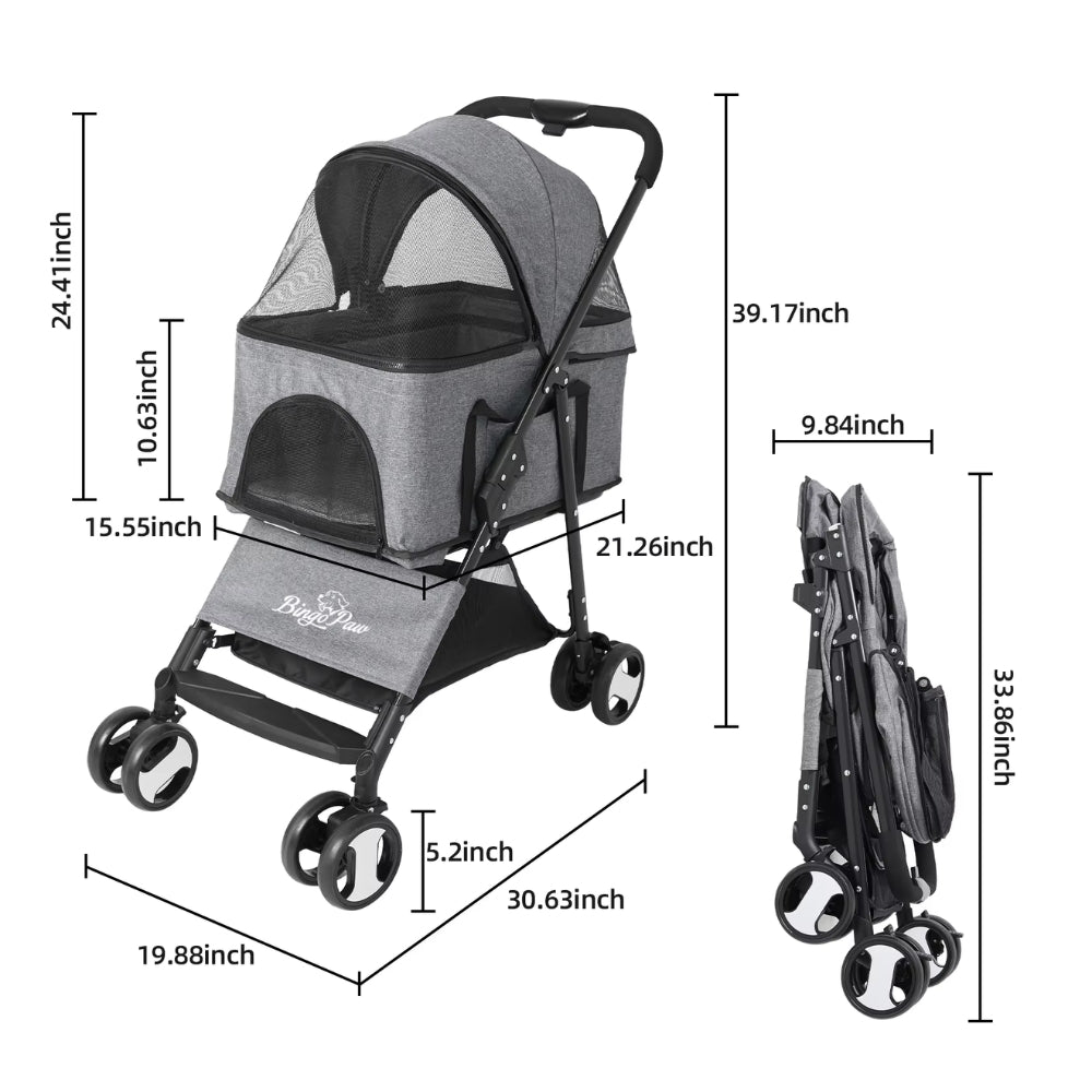 Pet Stroller with Rain Cover